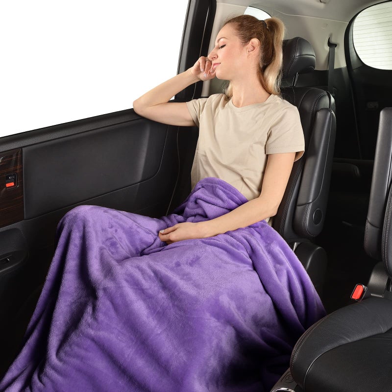 SOCHOW Flannel Fleece Blanket Twin Size, All Season Lightweight Super Soft Cozy Blanket for Bed or Couch, Purple 60inch X80'' - Image 4